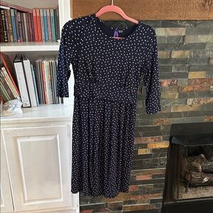 Seraphine Maternity Nursing Navy and White Polka Dot Dress 4